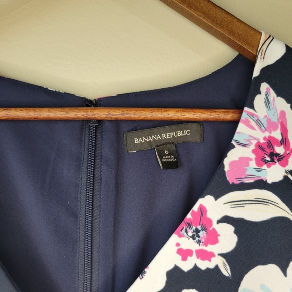 Banana Republic Women's Blue Pink White Floral Sleeveless A-line Mini Dress Sz 6 - Picture 4 of 10